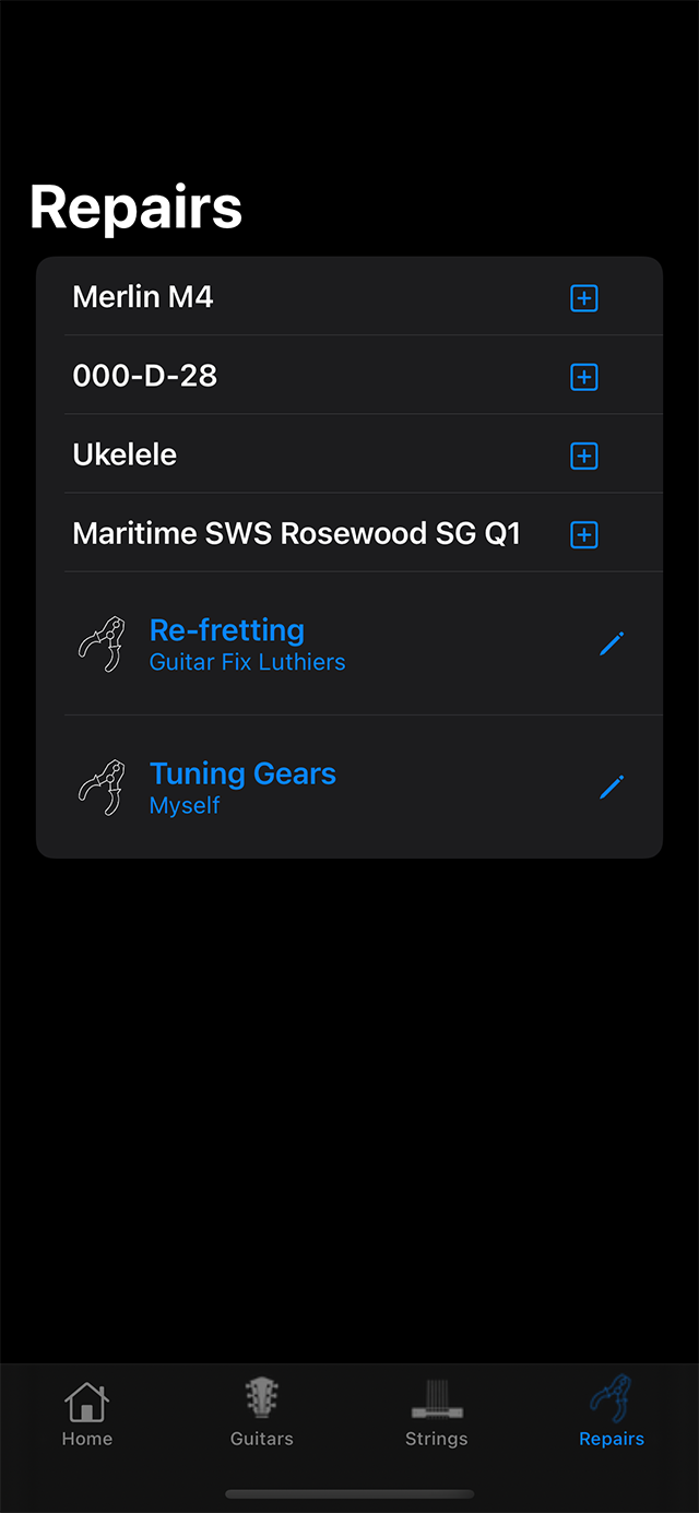 Repairs list screen